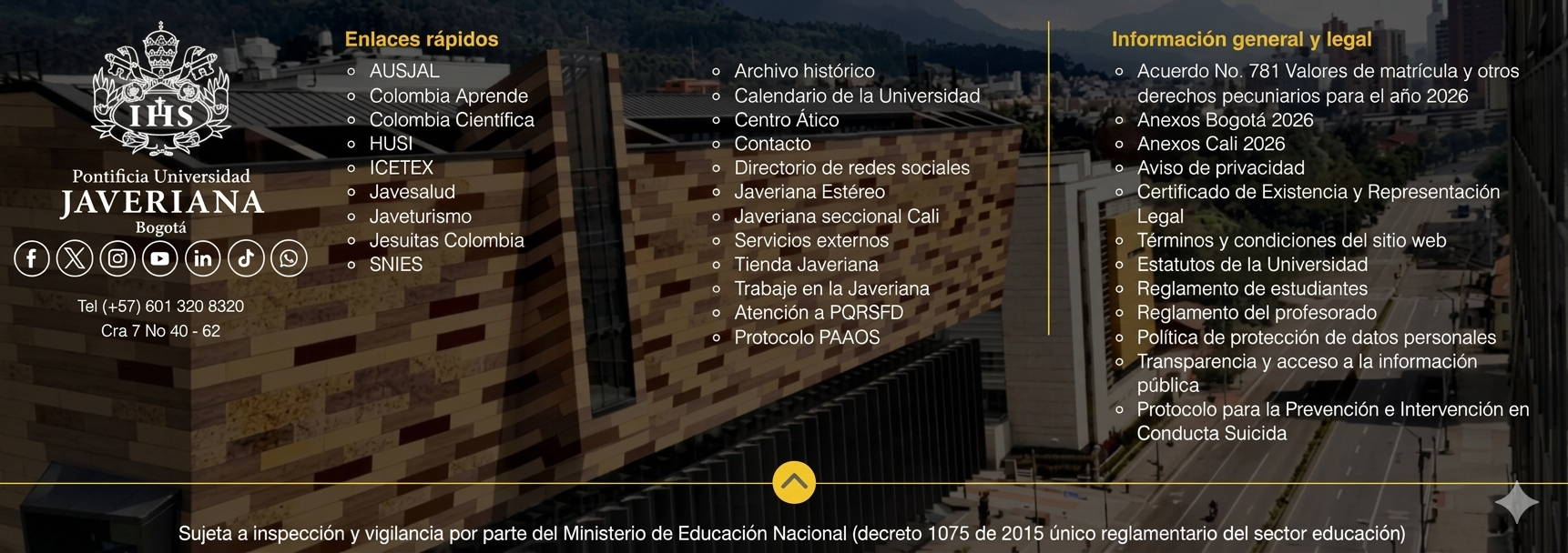 Información Universidad Javeriana